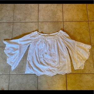 Off the shoulder white embroidered blouse